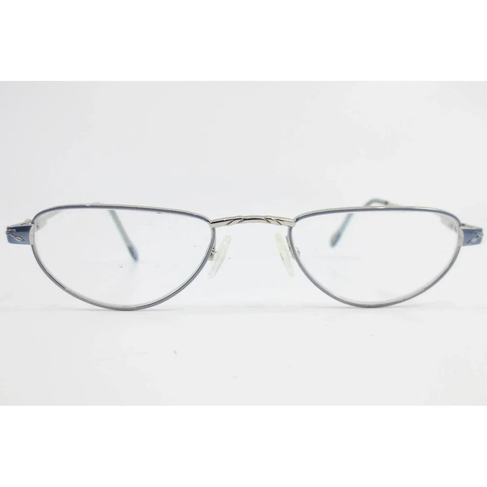 Revlon Lily Blue Metal Oval Eyeglass Frames Floral Temple 48-20-135 36145